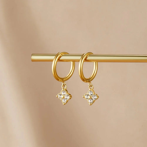Crystal Four Leaf Clover Drop Earrings